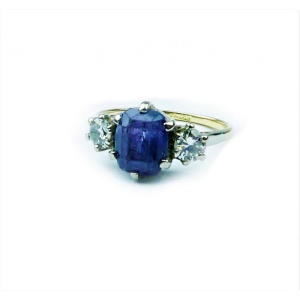 A Pale Violet Coloured Sapphire and Diamond Ring
