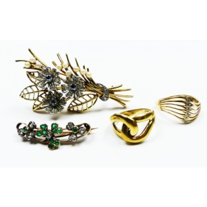 Gem Set Brooches and Rings