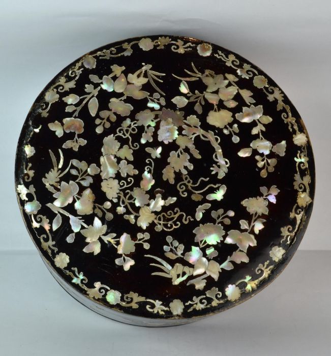 An Oriental Black Lacquer and Mother of Pearl