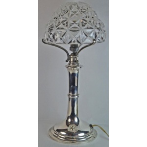 An Art Deco Silver Plated and Cut Crystal Table