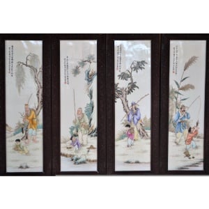 A Set of 4 Chinese Painted Porcelain