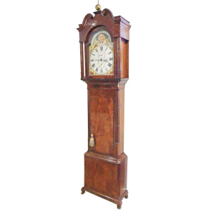A Gothic Style Mahogany and Inlay Longcase Clock