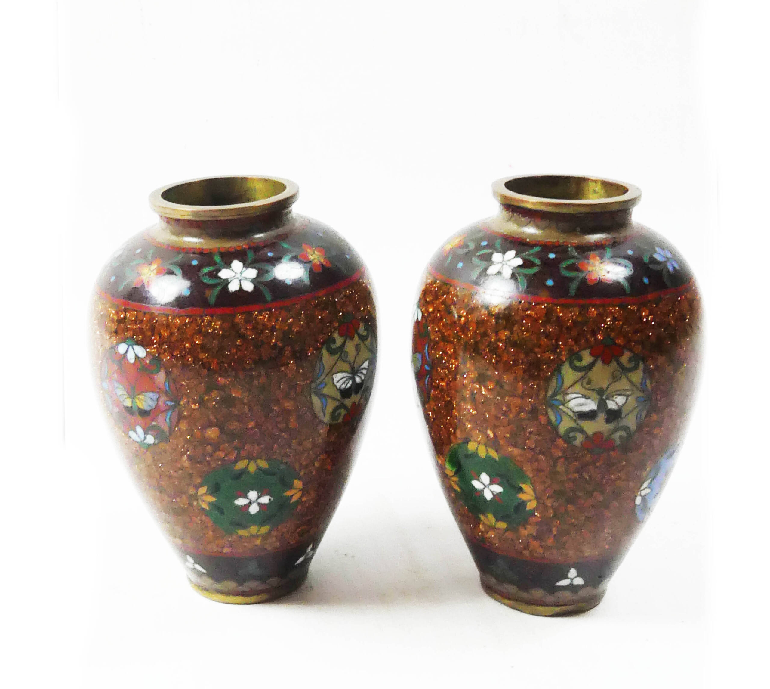 Two Small Japanese Cloisonne Vases